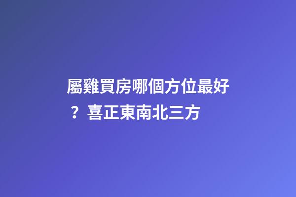 屬雞買房哪個方位最好？喜正東南北三方
